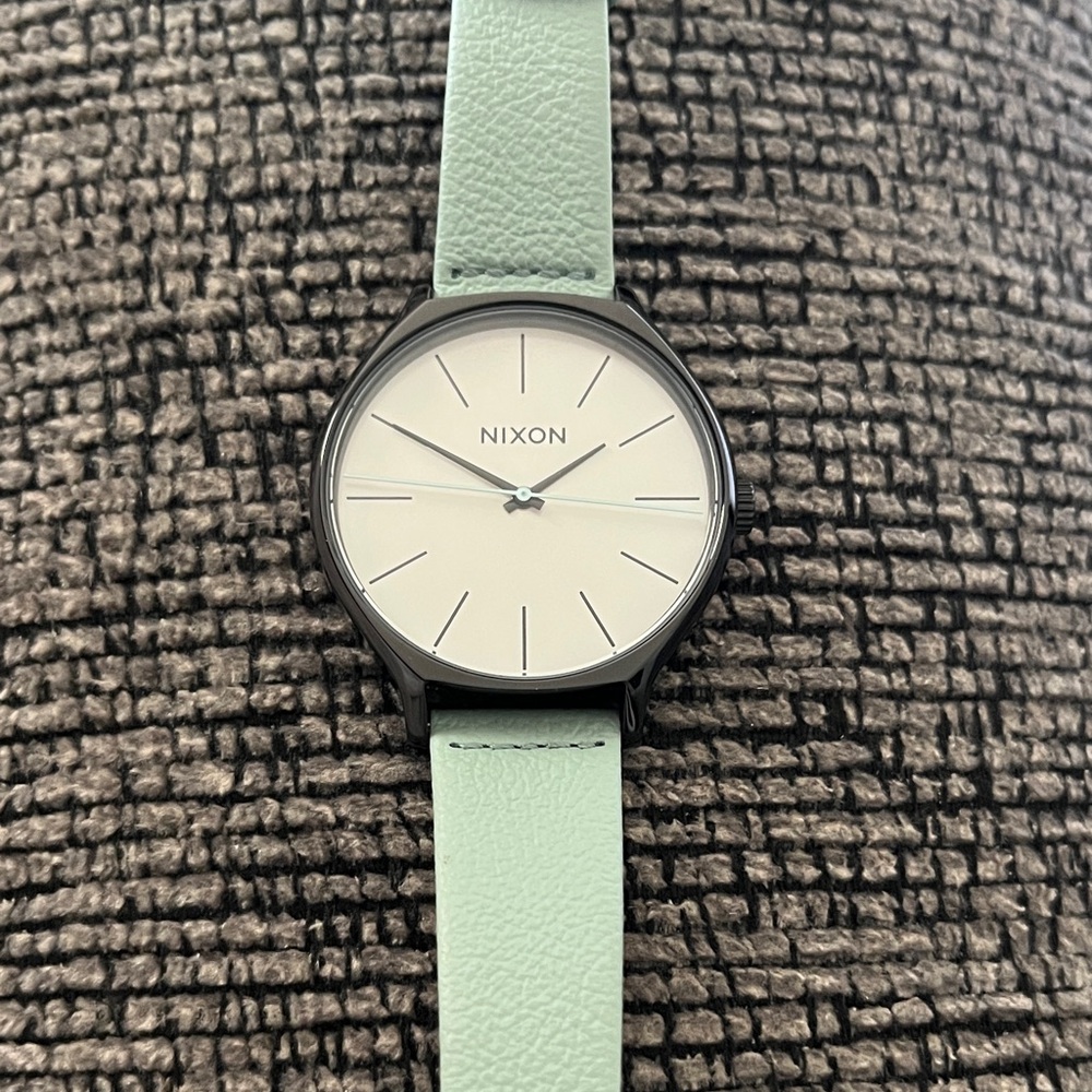 Nixon Watch with Mint Green Strap and Black Case